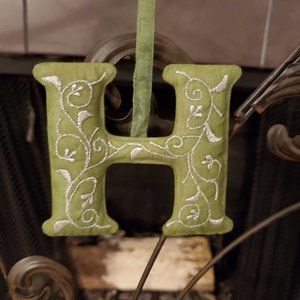 Hand Embroidered Letter Ornament- "H"